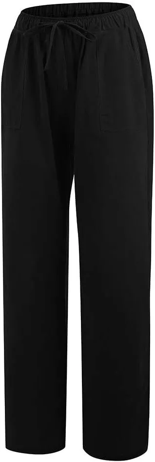 Casual Elastic Leg Drawstring Waist Pants Solid Long Women Wide Pants Loose Fitting Pants for Women Casual
