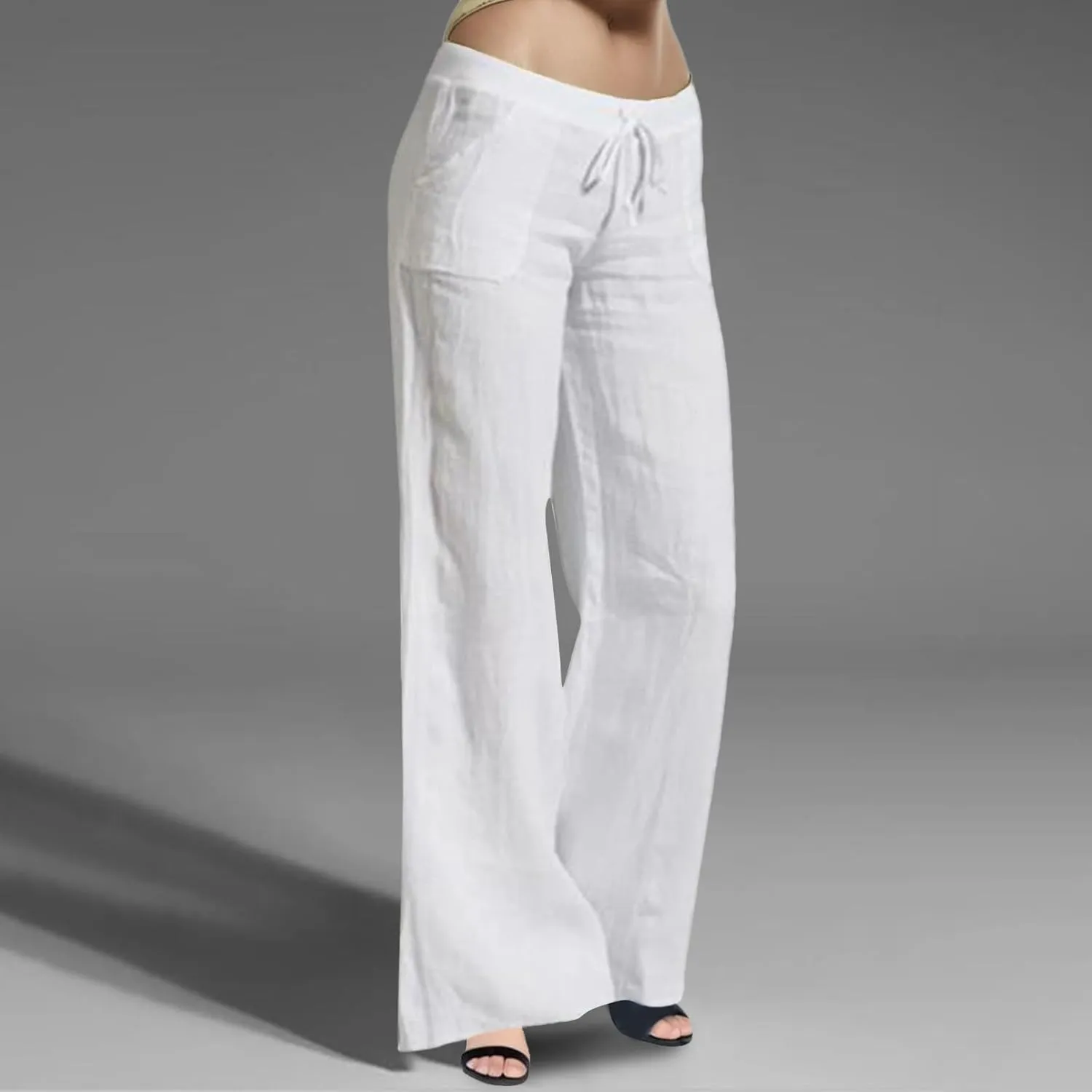 Casual Elastic Leg Drawstring Waist Pants Solid Long Women Wide Pants Loose Fitting Pants for Women Casual