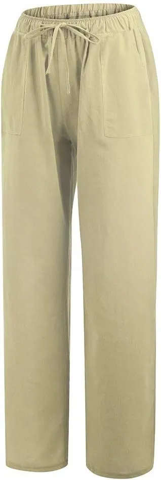 Casual Elastic Leg Drawstring Waist Pants Solid Long Women Wide Pants Loose Fitting Pants for Women Casual