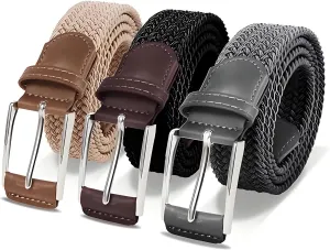 Casual Stretch Belts for Men, Adjustable Braided Mens Elastic Belt, Ideal Gifts for Golf, Dress, Work