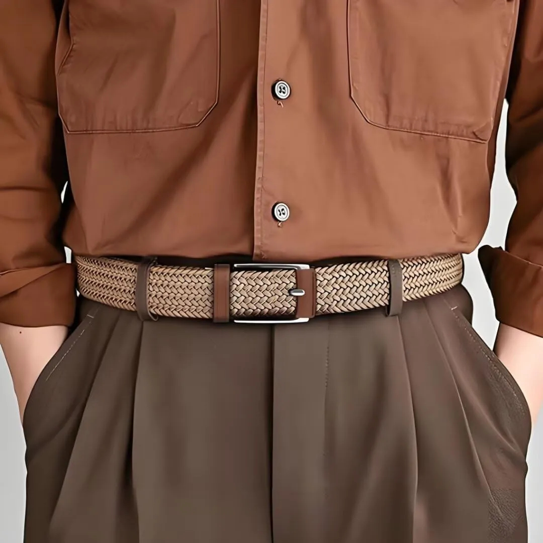 Casual Stretch Belts for Men, Adjustable Braided Mens Elastic Belt, Ideal Gifts for Golf, Dress, Work