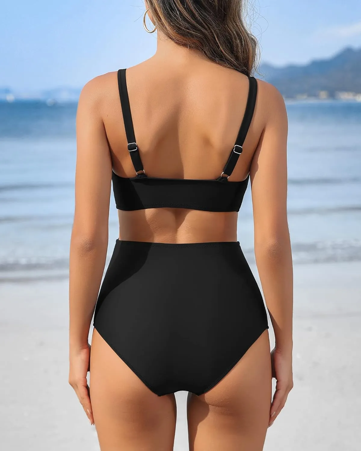 Charmo High Waisted Maternity Swimsuit Bikini Set V Neck Pregnancy Bathing Suits Push Up Two Piece Swimwear