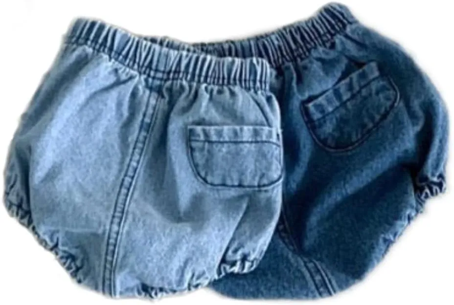 Colorful Childhood Toddler Denim Bloomers Shorts Baby Girls Boys Loose Harem Shorts 2pcs