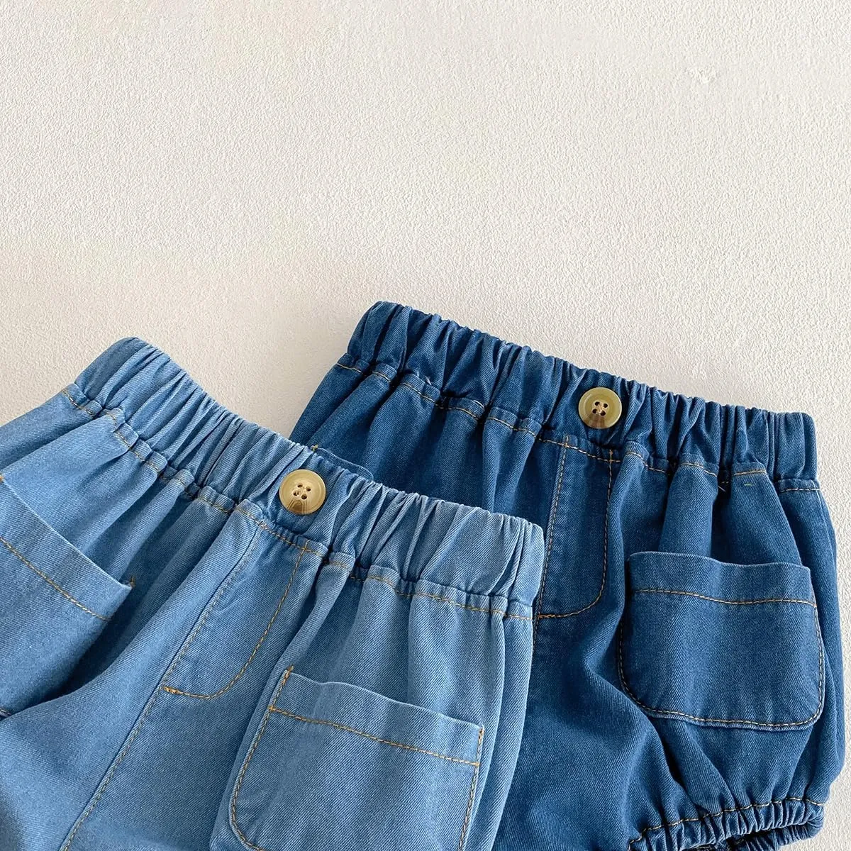Colorful Childhood Toddler Denim Bloomers Shorts Baby Girls Boys Loose Harem Shorts 2pcs