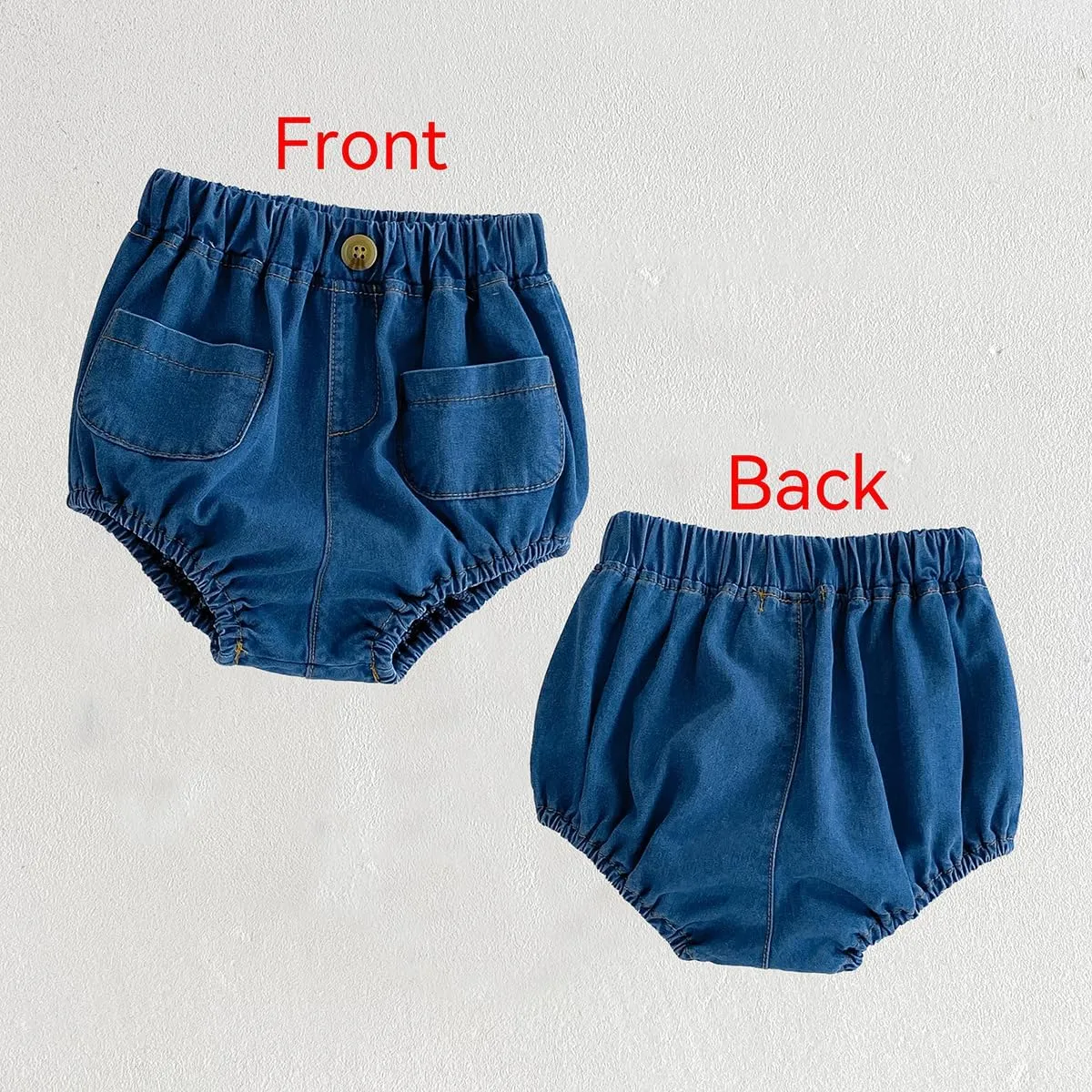 Colorful Childhood Toddler Denim Bloomers Shorts Baby Girls Boys Loose Harem Shorts 2pcs