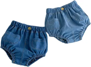 Colorful Childhood Toddler Denim Bloomers Shorts Baby Girls Boys Loose Harem Shorts 2pcs