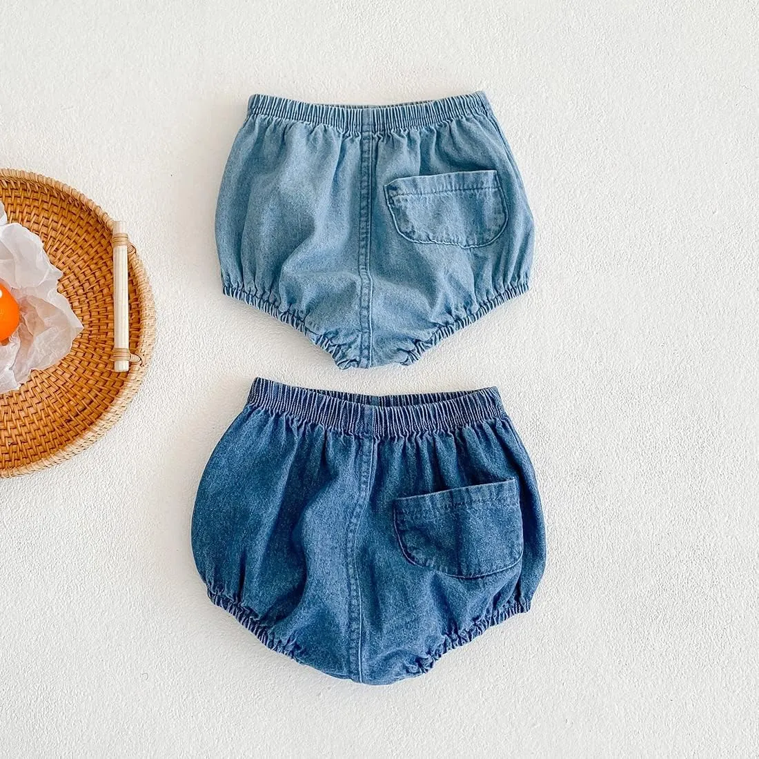 Colorful Childhood Toddler Denim Bloomers Shorts Baby Girls Boys Loose Harem Shorts 2pcs