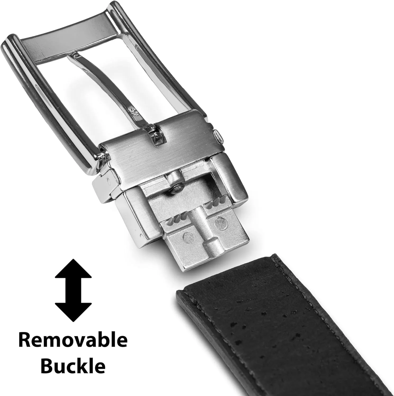 Cork Reversible Vegan Belt – Adjustable 1.37-Inch Wide Men's Dress & Casual Belt – Black & Brown, Water-Resistant