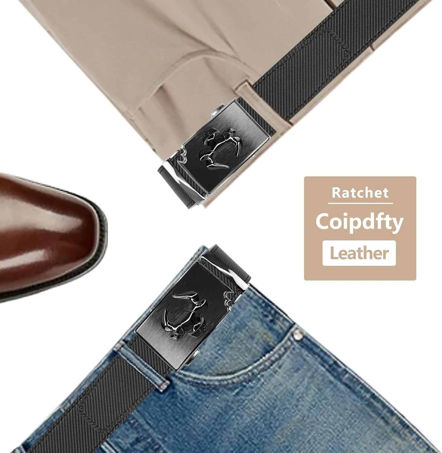 Cowboy Belt for Men Leather Ratchet Dress Belts for Jeans Adjustable Belt for Men