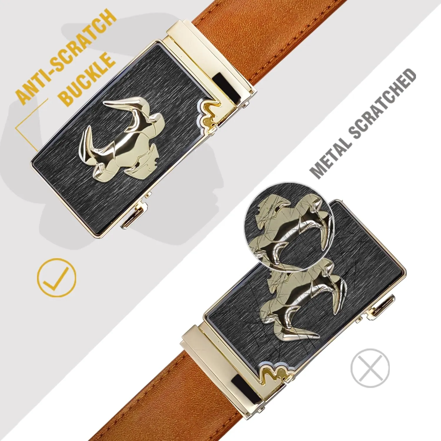 Cowboy Belt for Men Leather Ratchet Dress Belts for Jeans Adjustable Belt for Men