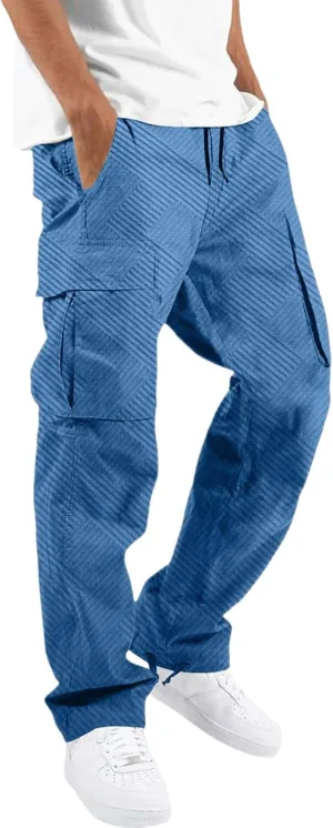 CRNTCEM Men's Casual Cargo Sweatpants Drawstring Quick Dry Outdoor Hiking Fishing Camping Casual Trousers with Multi Pocket