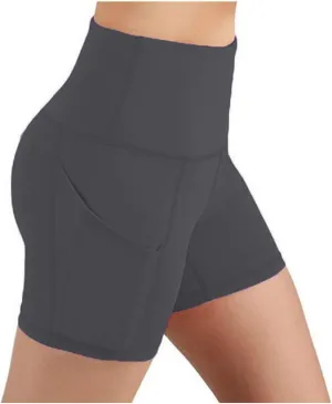 DASAYO Womens High Waist Stretch Skinny Yoga Shorts Professional Workout Shorts Side Pockets Soft Tummy Control Biker Shorts