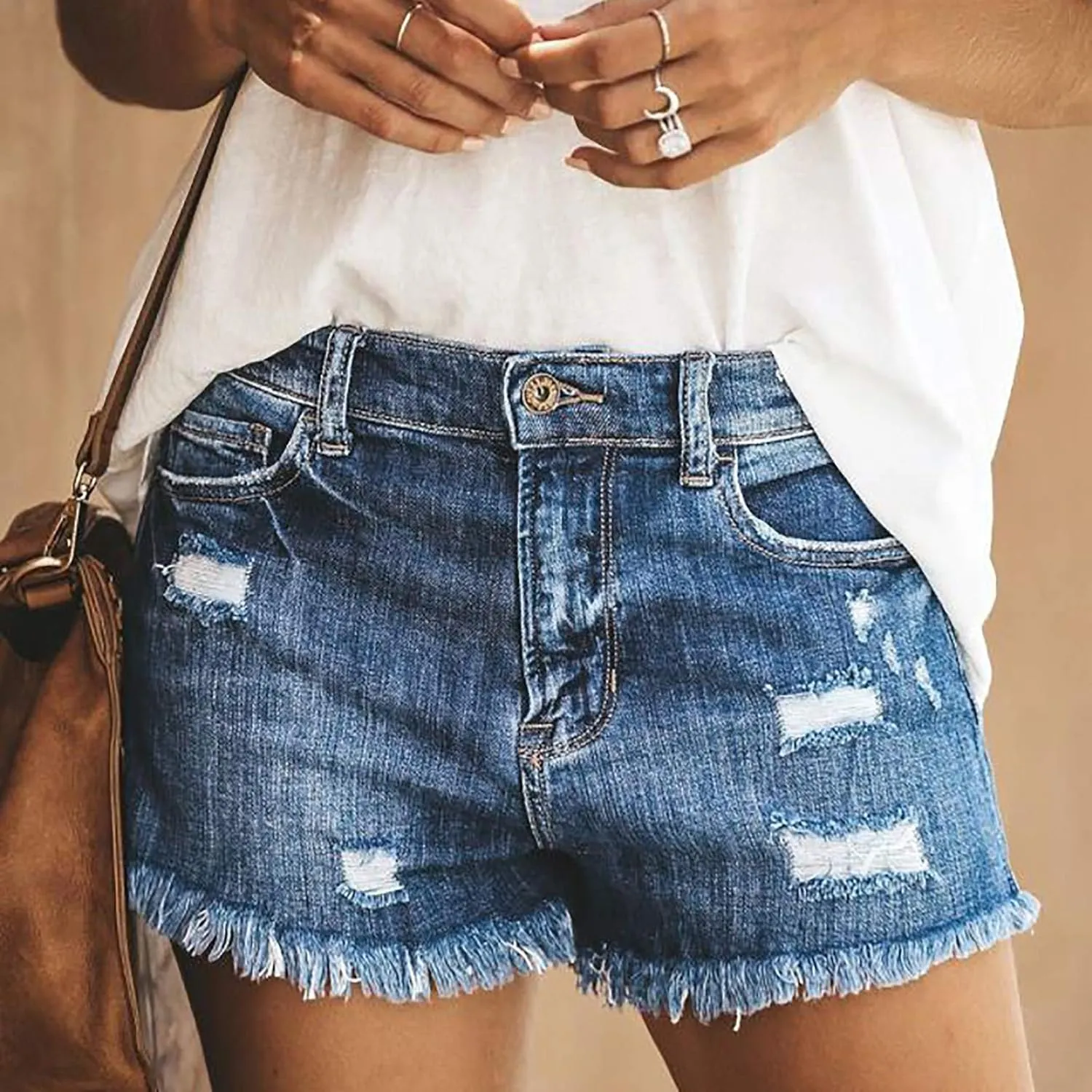 Denim Shorts for Women High Waisted Stretchy Jean Shorts Distressed Summer Jeans Cut Off Cute Jean Shorts