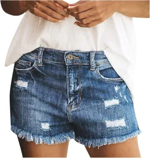Denim Shorts for Women High Waisted Stretchy Jean Shorts Distressed Summer Jeans Cut Off Cute Jean Shorts