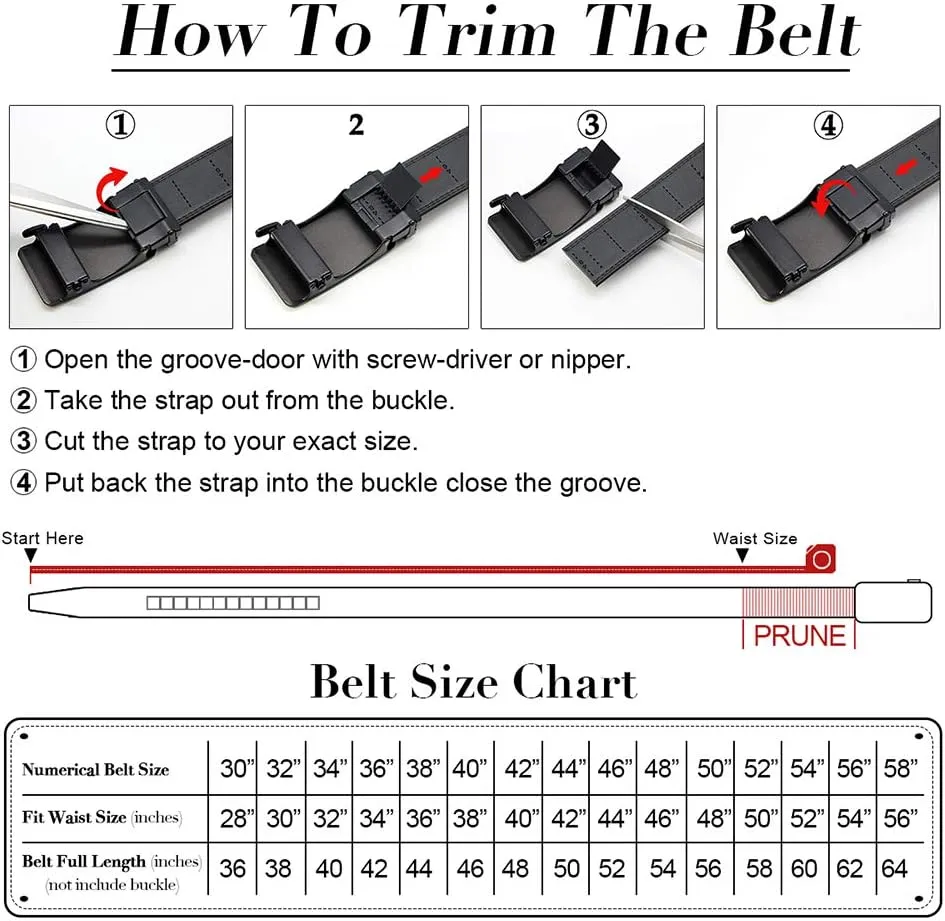 DOOPAI Men's 2 Pack Ratchet Dress Belt - Adjustable 1 3/8" Genuine Leather, Size Length Can Be Cut, With Gift Box