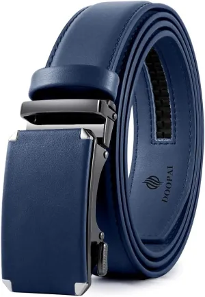 DOOPAI Mens Belt, Ratchet Belt Dress with 1 3/8" Genuine Leather, Slide Belt with Easier Adjustable Buckle, Trim to Fit