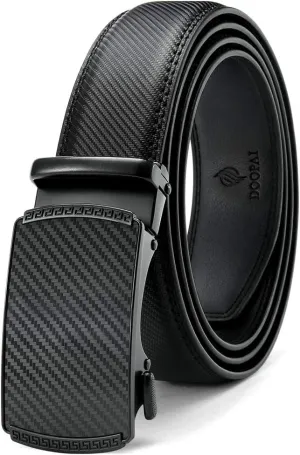 DOOPAI Mens Belt, Ratchet Belt Dress with 1 3/8" Genuine Leather, Slide Belt with Easier Adjustable Buckle, Trim to Fit