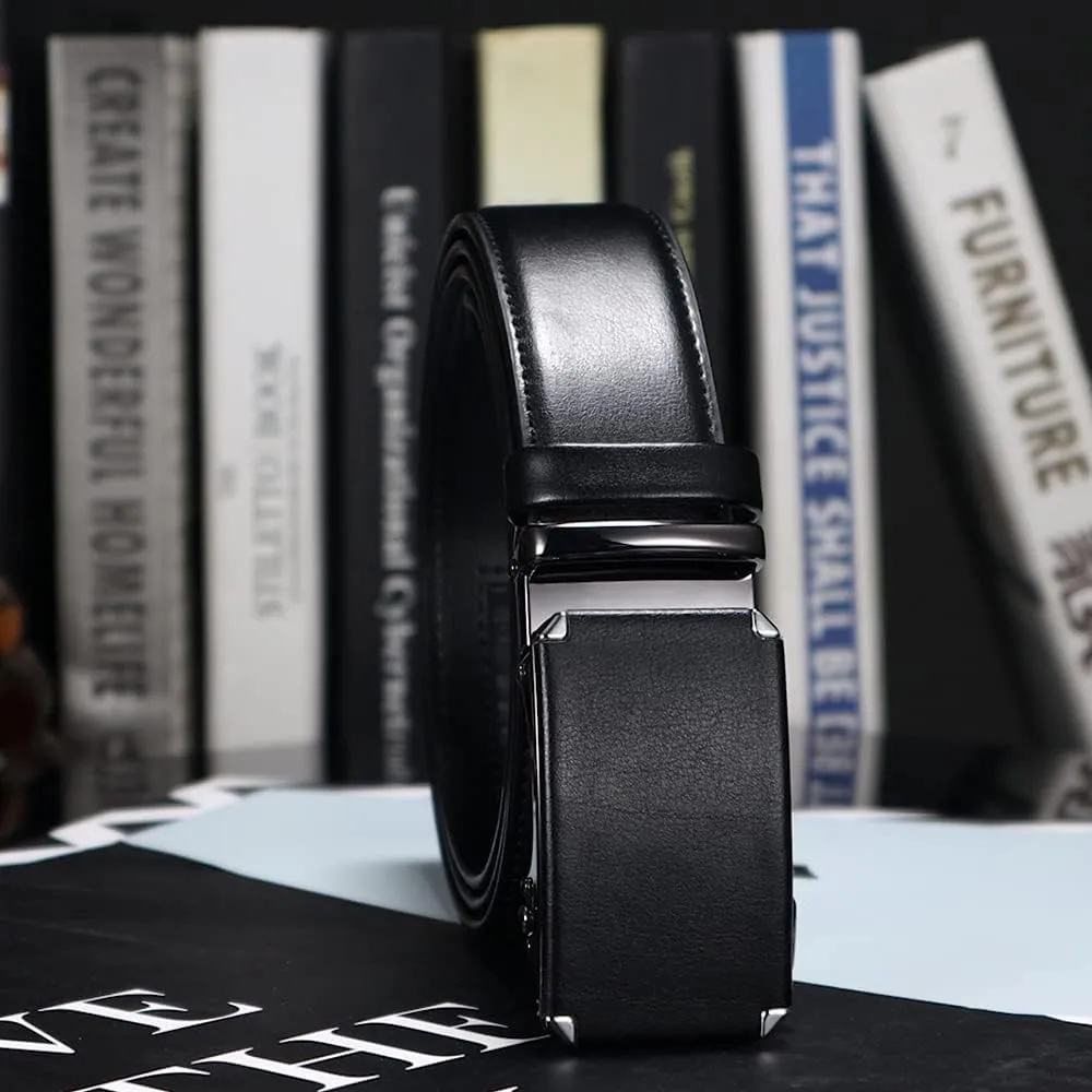 DOOPAI Mens Belt, Ratchet Belt Dress with 1 3/8" Genuine Leather, Slide Belt with Easier Adjustable Buckle, Trim to Fit