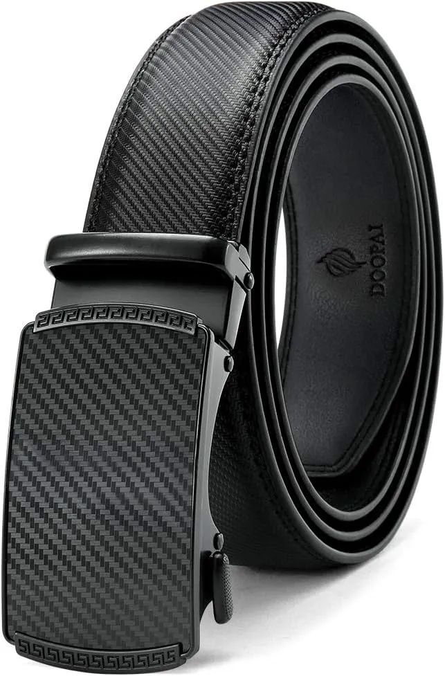 DOOPAI Mens Belt, Ratchet Belt Dress with 1 3/8" Genuine Leather, Slide Belt with Easier Adjustable Buckle, Trim to Fit