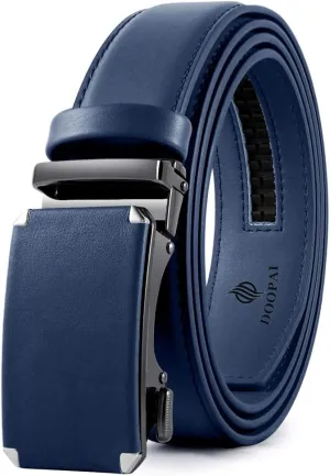 DOOPAI Mens Belt, Ratchet Belt Dress with 1 3/8" Genuine Leather, Slide Belt with Easier Adjustable Buckle, Trim to Fit