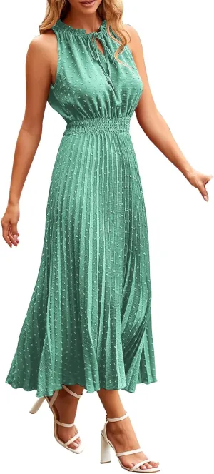 Dresses for Women 2025 Summer Casual Sleeveless Strappy High Waist Sundress Ruffle A Line Flowy Hem Dresses Dressy