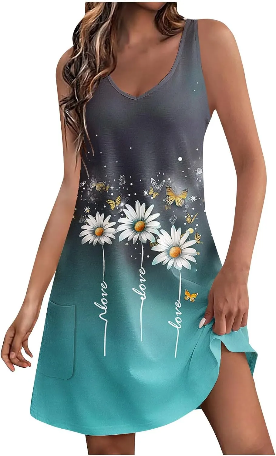 Dresses for Women Floral Sleeveless Mini Dress Summer Casual Vacation Outfits A Line Lightweight Clothes