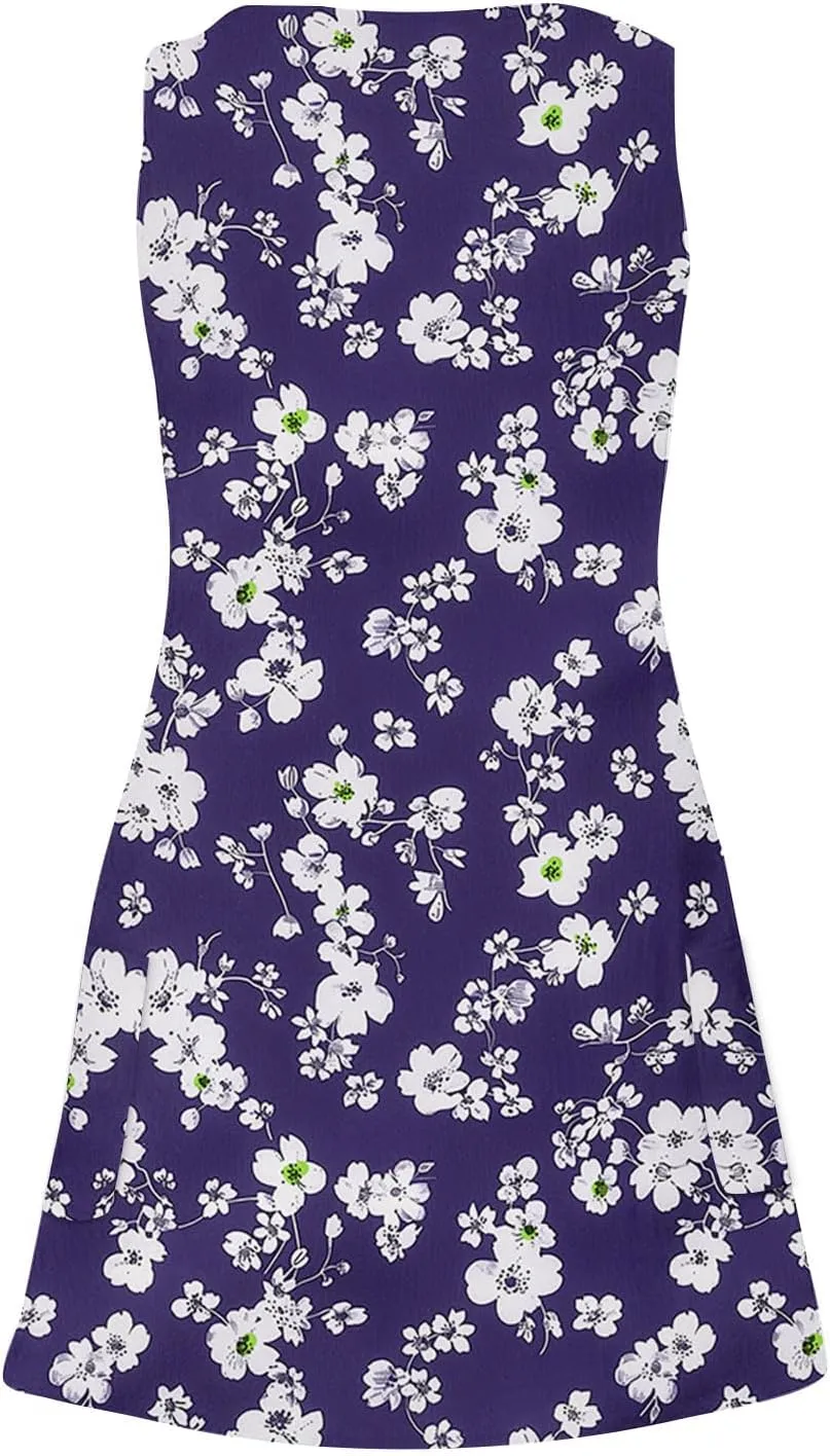 Dresses for Women Floral Sleeveless Mini Dress Summer Casual Vacation Outfits A Line Lightweight Clothes