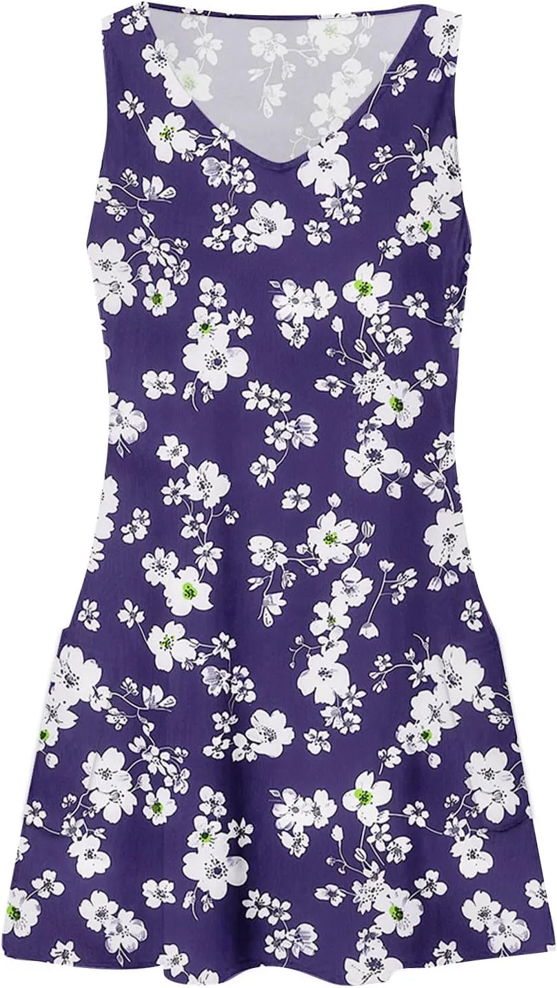 Dresses for Women Floral Sleeveless Mini Dress Summer Casual Vacation Outfits A Line Lightweight Clothes