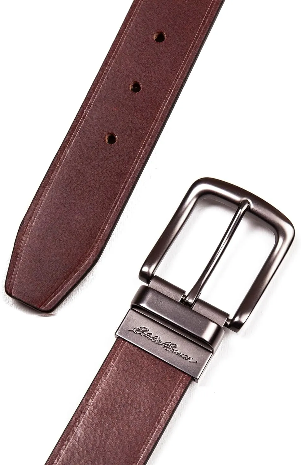 Eddie Bauer Men's Leather Belt | Casual | Everyday | Jeans | Trousers | Chinos | Metal Buckle
