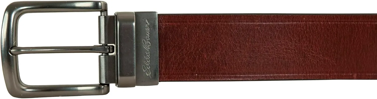 Eddie Bauer Men's Leather Belt | Casual | Everyday | Jeans | Trousers | Chinos | Metal Buckle