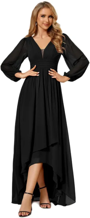Ever-Pretty Women's Fall Lantern Sleeve A Line High Low Bridesmaid Dresses 02043