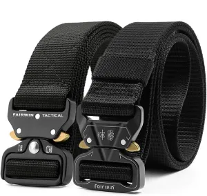 FAIRWIN Men's Tactical Belt, 2 Pack 1.5 Inch Military Tactical Belts for Men, Web Belt Nylon Belt - Work Tool Belt