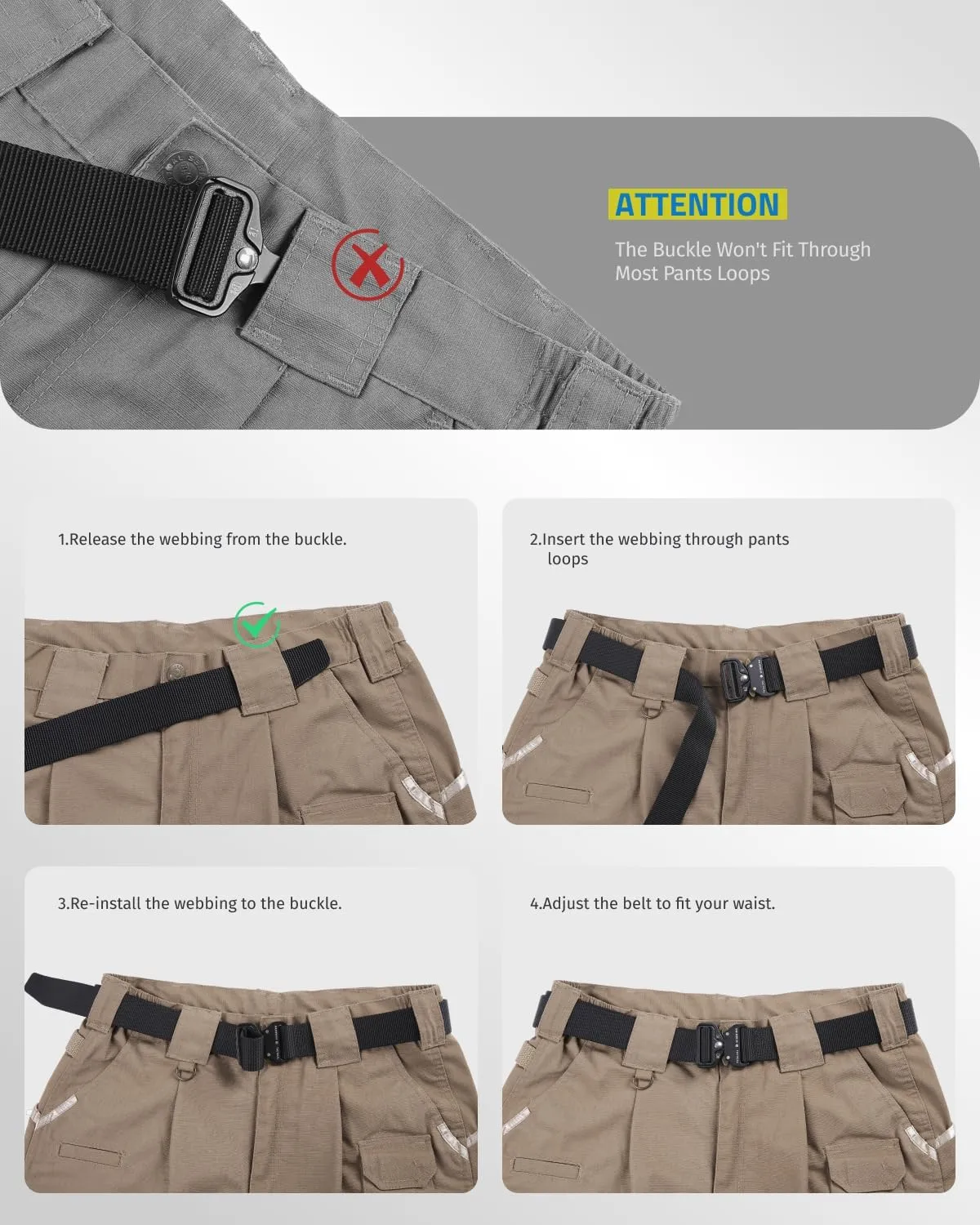 FAIRWIN Tactical Belt, Military Style Webbing Riggers Web Gun Belt with Heavy-Duty Quick-Release Metal Buckle