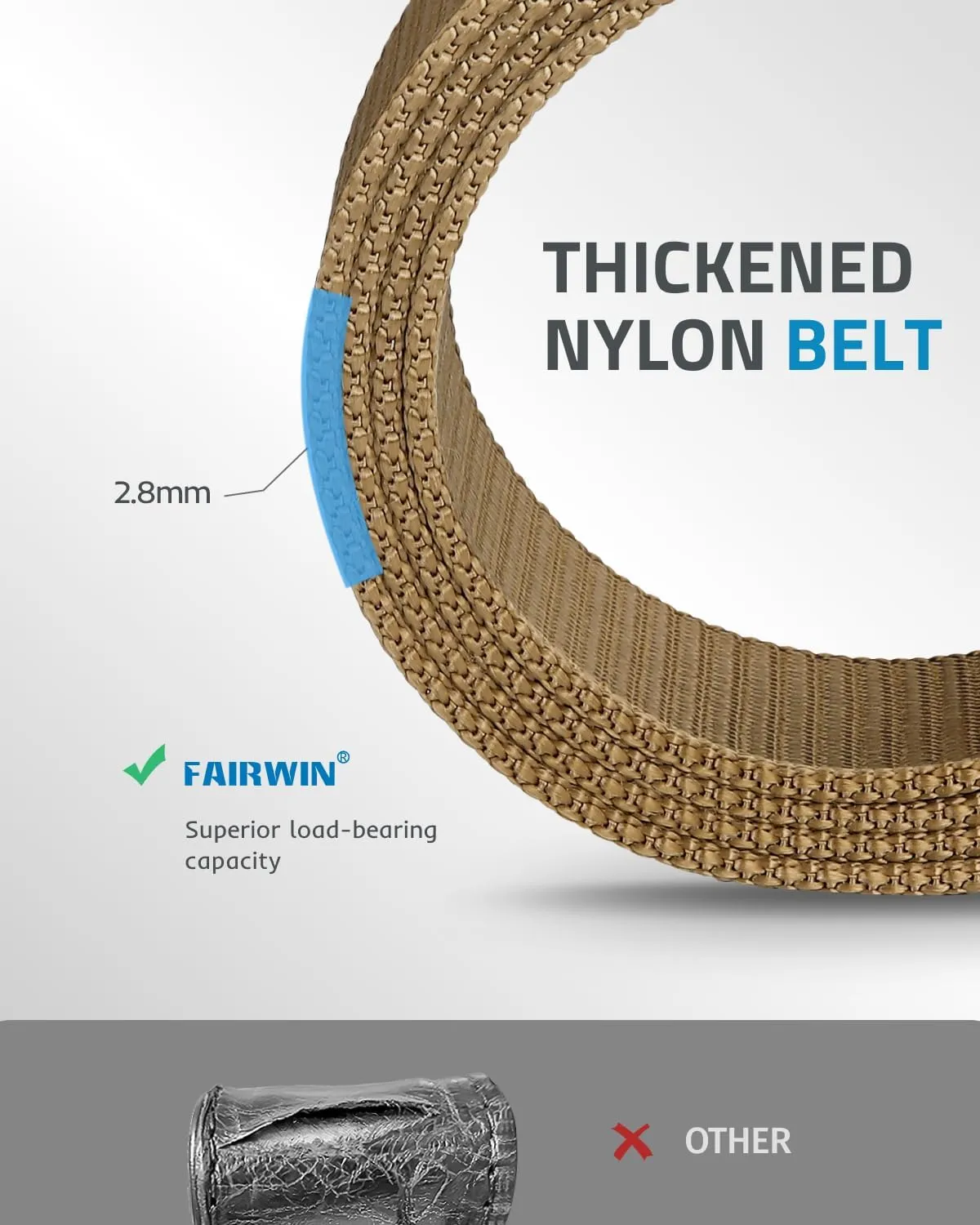 FAIRWIN Tactical Belt, Military Style Webbing Riggers Web Gun Belt with Heavy-Duty Quick-Release Metal Buckle
