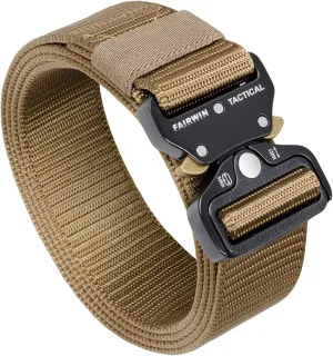 FAIRWIN Tactical Belt, Military Style Webbing Riggers Web Gun Belt with Heavy-Duty Quick-Release Metal Buckle