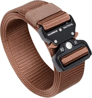 FAIRWIN Tactical Belt, Military Style Webbing Riggers Web Gun Belt with Heavy-Duty Quick-Release Metal Buckle