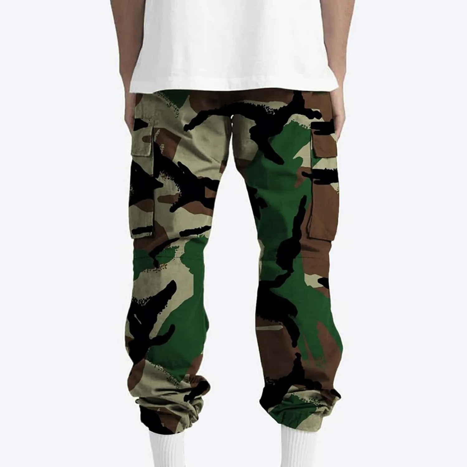 Finelylove Camo Cargo Sweatpants for Men Casual Hiking Pants Joggers Lightweight Loose Straight Casual Workout Pants