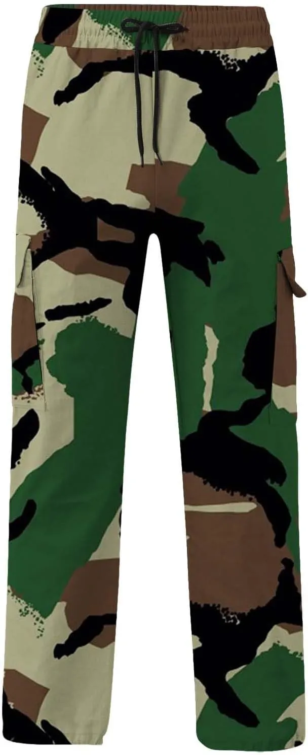 Finelylove Camo Cargo Sweatpants for Men Casual Hiking Pants Joggers Lightweight Loose Straight Casual Workout Pants