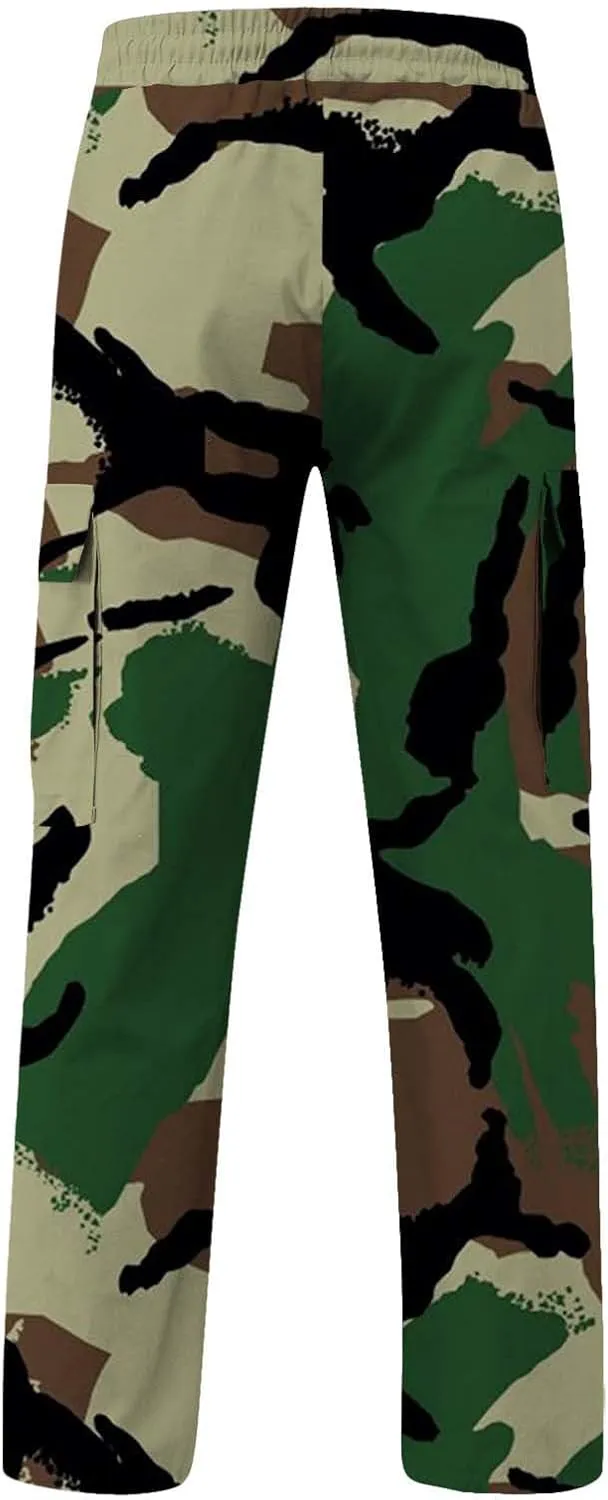 Finelylove Camo Cargo Sweatpants for Men Casual Hiking Pants Joggers Lightweight Loose Straight Casual Workout Pants