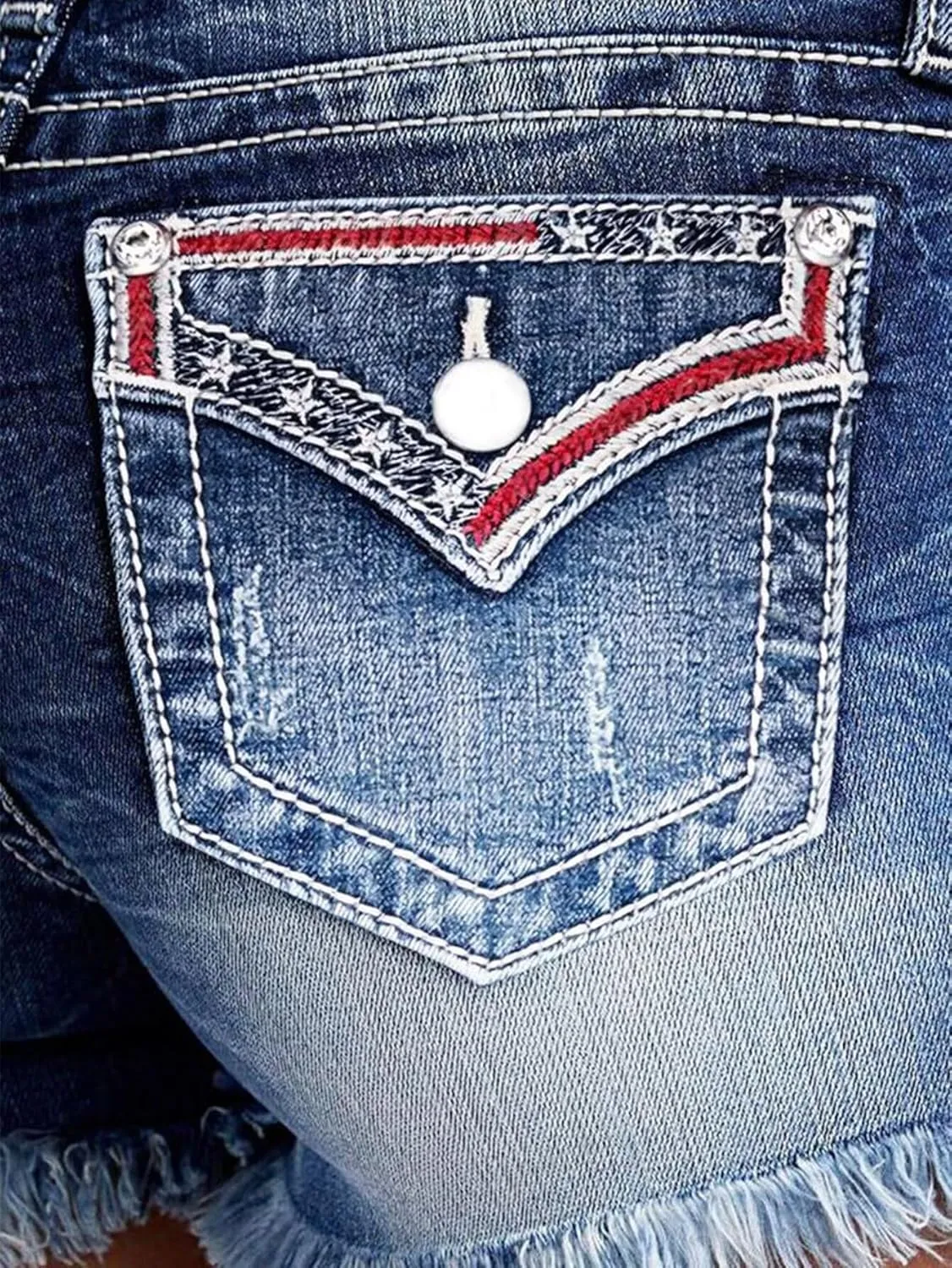 Flamingals Women Jean Shorts High Waist Distressed Frayed Raw Hem Straight Leg Denim Shorts