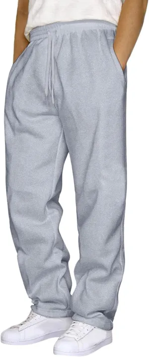 Fleece Sweatpants Men Straight Leg Athletic Pants Casual Workout Trousers Baggy Lounge Running Joggers with Pockets