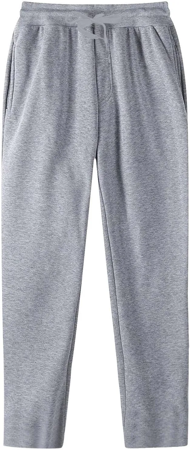 Fleece Sweatpants Men Straight Leg Athletic Pants Casual Workout Trousers Baggy Lounge Running Joggers with Pockets