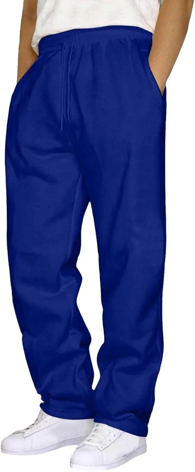 Fleece Sweatpants Men Straight Leg Athletic Pants Casual Workout Trousers Baggy Lounge Running Joggers with Pockets