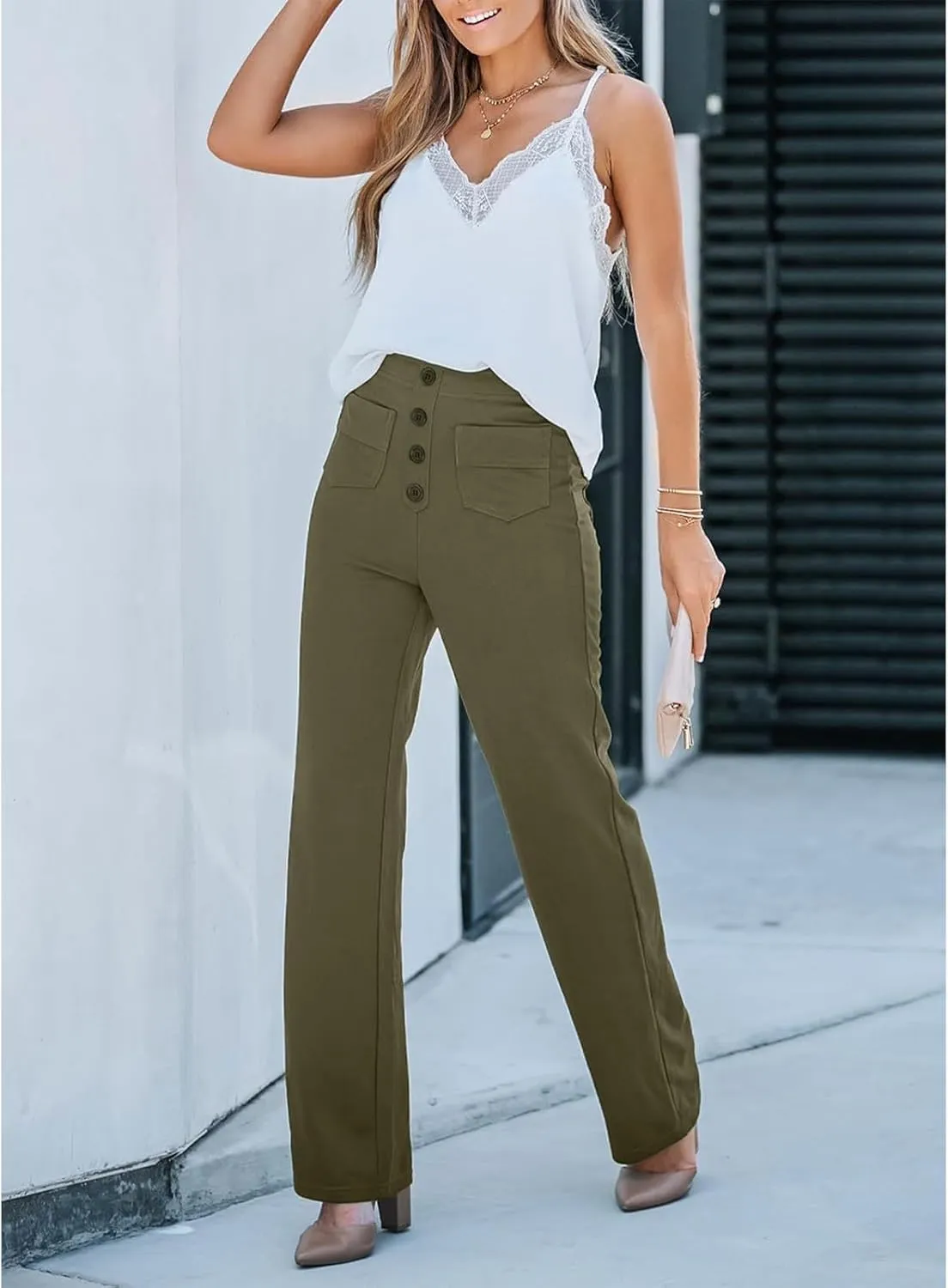 Flexipants - Women's Casual High Waist Stretch Pants, Womens Pants, Flexi Pants, Straight Leg Casual Trousers with Pockets