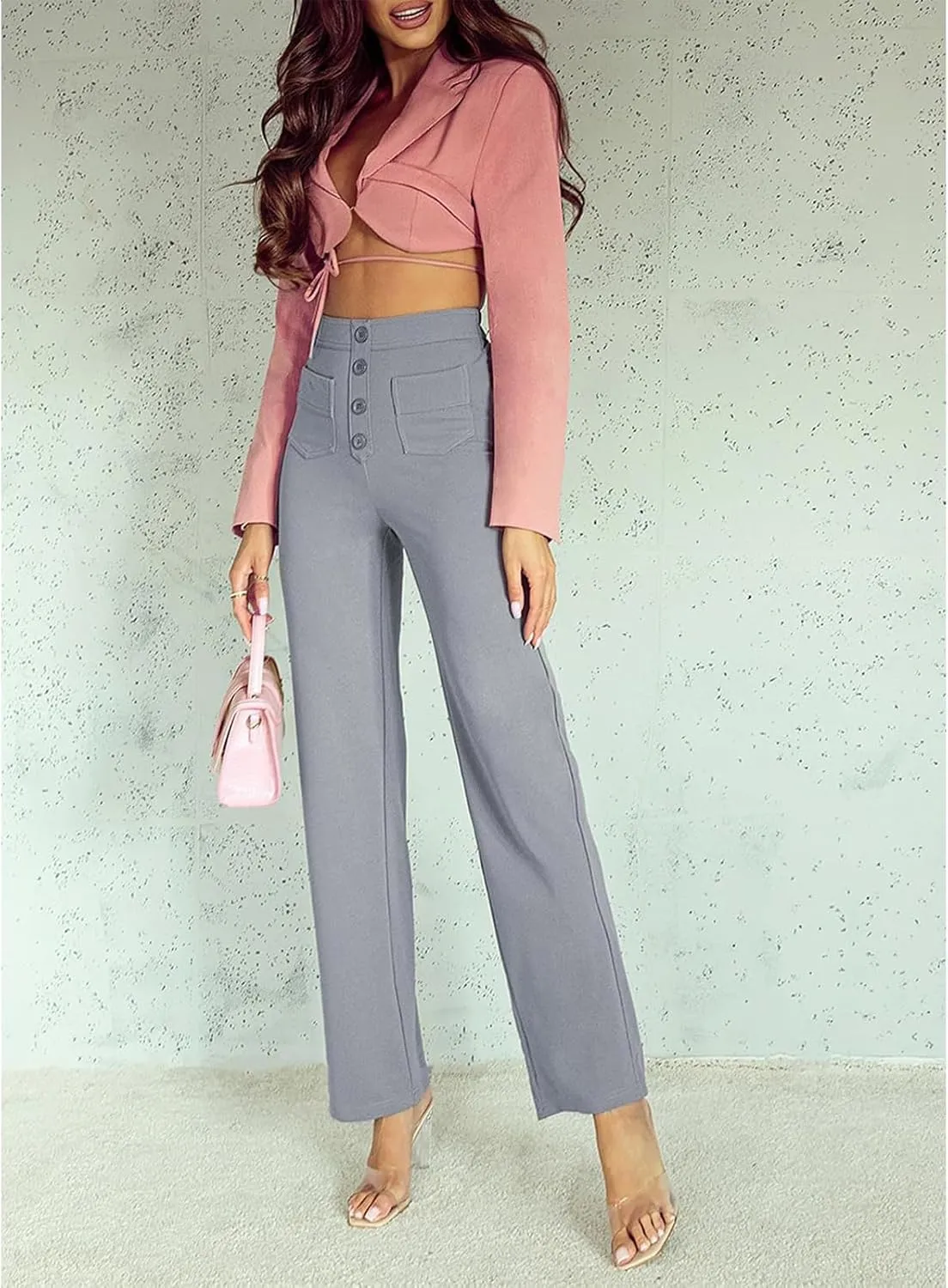 Flexipants - Women's Casual High Waist Stretch Pants, Womens Pants, Flexi Pants, Straight Leg Casual Trousers with Pockets