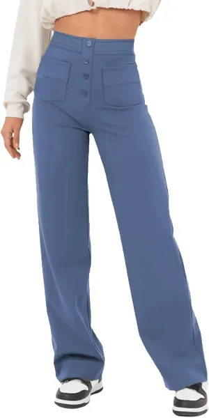 Flexipants - Women's Casual High Waist Stretch Pants, Womens Pants, Flexi Pants, Straight Leg Casual Trousers with Pockets