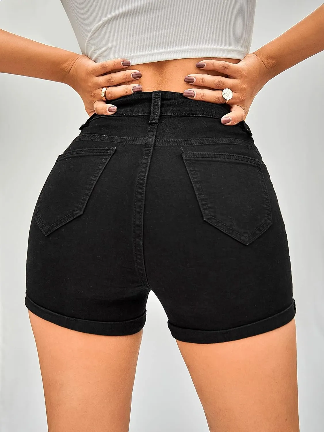 Floerns Women's Casual High Waist Button Fly Denim Jean Shorts