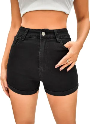 Floerns Women's Casual High Waist Button Fly Denim Jean Shorts