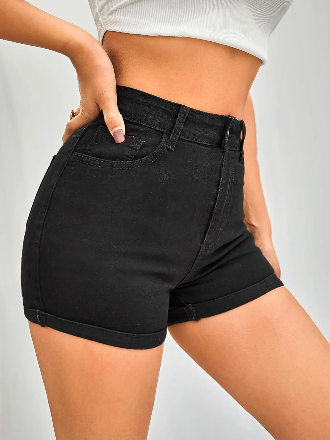 Floerns Women's Casual High Waist Button Fly Denim Jean Shorts