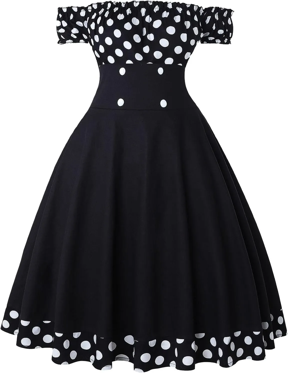 Flowy Party Dresses for Women Classy Polka Dots Off Shoulder Empire Waist Beach Dress Work Travel Resort Wear for Women 2025